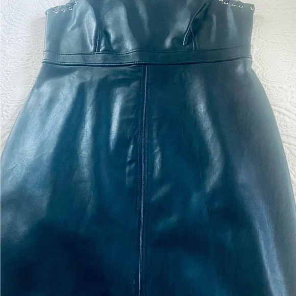 Karl Lagerfeld Black Vegan Leather Dress, size 6 - Picture 3 of 5